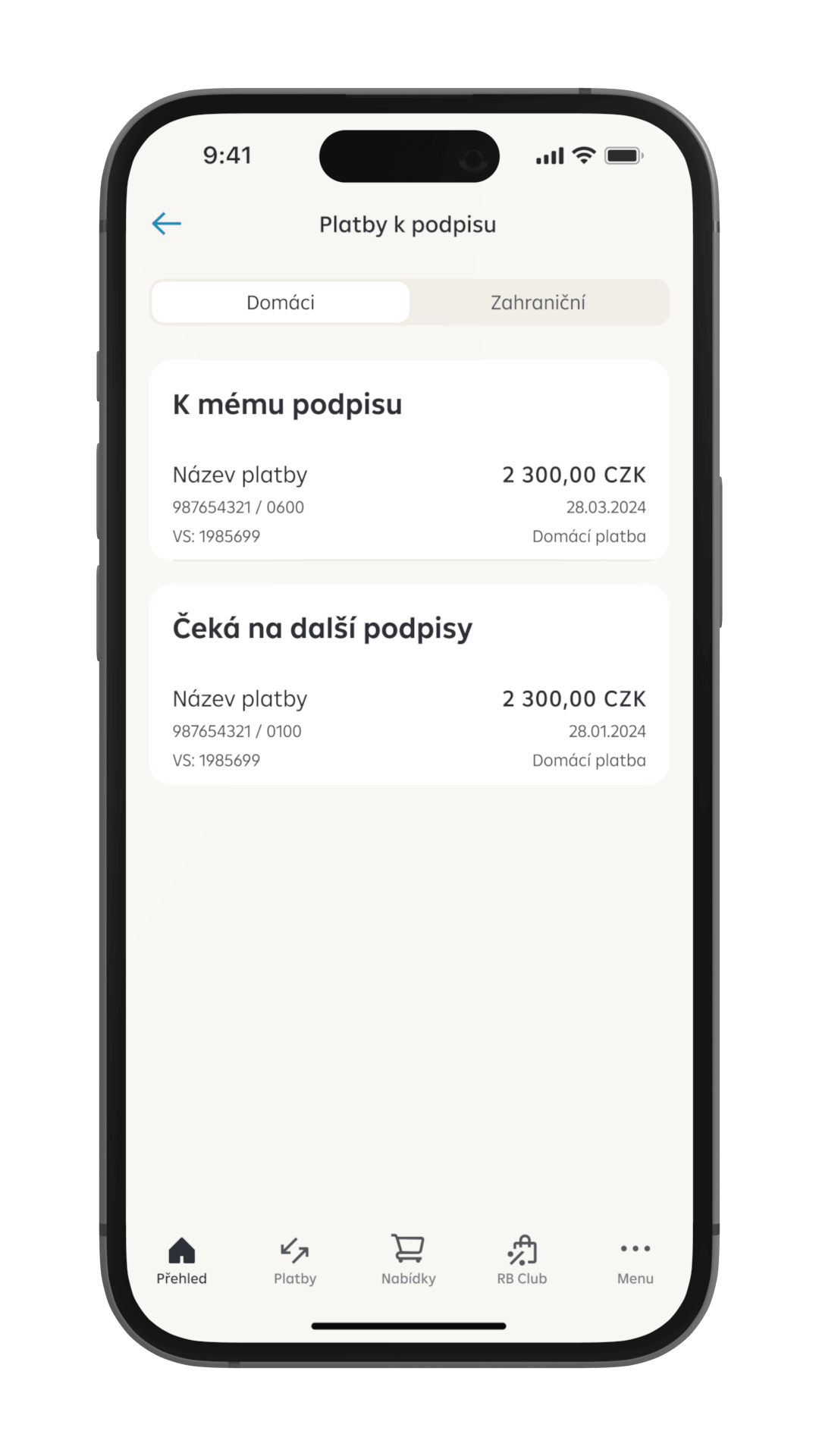 Podepisování plateb